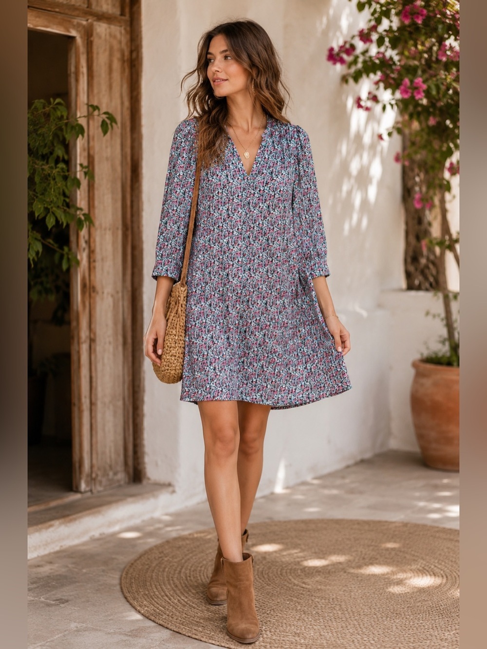 Caroll Paris floral shift dress size 36 US Small